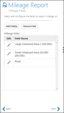 Mileage fields added